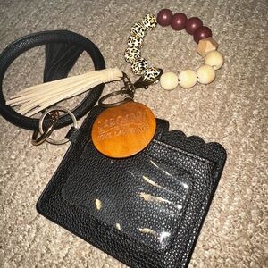 Stylish Black and Tan Keychain Card Holder